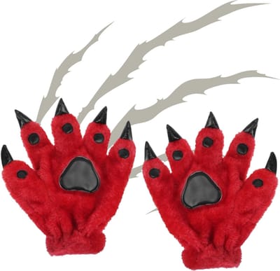 BoefieBoef Rood Dinosaurus Klauw Kinderhandschoenen – One Size Kinderen – Warme Winter Dieren Wanten voor Peuters & Kleuters – Cosplay, Halloween & Carnaval Accessoire – Uniek Dierenpoot & Monster Design – Jongens & Meisjes Cadeau – Dierenpak