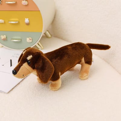 Simulatie Teckel Dierlijke Pop Gevuld Staande Hond Puppy Pluche Speelgoed Bruin Zwart Pluche Man Verjaardagscadeau beige