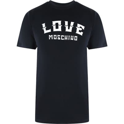 Love Moschino T-shirt Met Opvallend Logo In Zwart