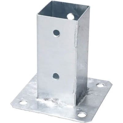 KOTARBAU® Paalvoet, Paalhouder, voor Schroefbevestiging, Staal, 50 x 50 mm, Zilver, Paalsteun, Gegalvaniseerde Paalhouder, voor Tuin en Bouwprojecten