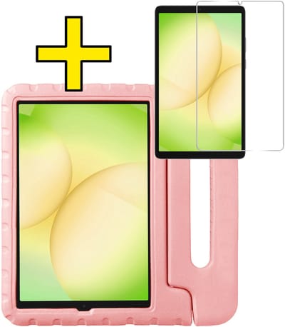 Hoes - Geschikt voor Samsung Galaxy Tab A11 - Met Screenprotector - Kinderhoes Shockproof Bumper - Kidsproof Case - Tablet Hoesje - Kinder Hoesje Cover - Zalm