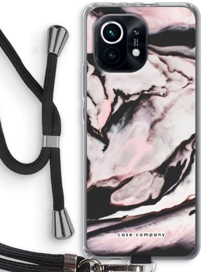 Case Company® - Hoesje met koord geschikt voor Xiaomi Mi 11 hoesje met Koord - Roze stroom - Telefoonhoesje met Zwart Koord - Bescherming aan alle Kanten en Over de Schermrand