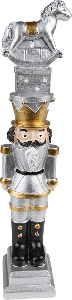 Clayre & Eef Kerstdecoratie Notenkraker 23 cm Zilverkleurig Polyresin