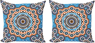 ABAKUHAUS Vintage Kussenhoezenset (2 stuks), Marokkaanse keramische tegels, 40 cm, veelkleurig