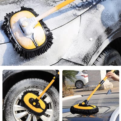 Dailygoods - Acouto Auto-wasborstel Telescoping Handvat Wash-dweil met Zachte Borstelwagen Wasbenodigdheden Kras (Alleen borstelhoofd)
