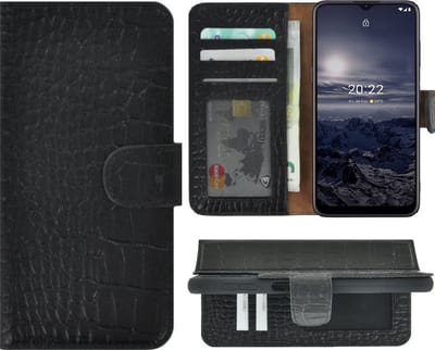 MoDo hoesje Geschikt voor Nokia G11/ G21 - Leer Book Case - Croco zwart
