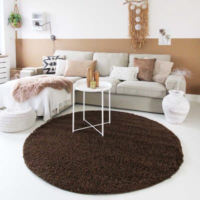 Rond hoogpolig vloerkleed - Shaggy Trend bruin 80