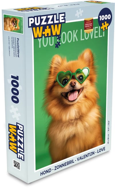 Puzzel Hond - Zonnebril - Valentijn - Love - Legpuzzel - Puzzel 1000 stukjes volwassenen