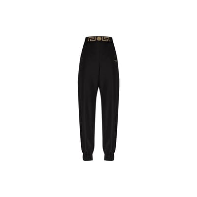 Versace Lente/Zomer 22 Effen Kleur Logo Print Joggingbroek Dames Onderkleding Zwart 1004693-1A03231-1B000 S white