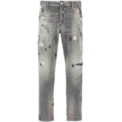 Dsquared2 Grijze Skater Jeans Verfdesign