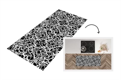 Keukenloper - Loper keuken - Patroon - Abstract - Zwart Wit - 120x50 cm - Keukenloper vinyl
