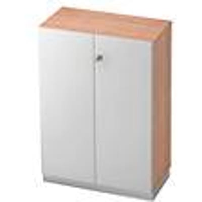 Archiefkast, 3 ordnerhoogten, B 800 x D 420 mm, notenhoutpatroon/zilver