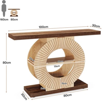 OKWISH Consoletafel - Smal Ontwerp Met Onderplank - Voor Hal En Woonkamer - Landelijke Stijl - Hout Bruin