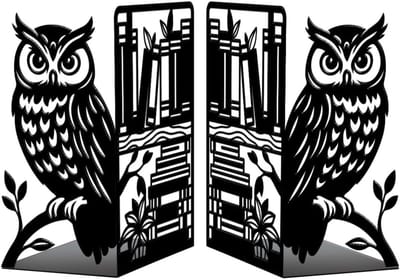 Zware metalen boeksteunen in zwart, 2 stuks - Decoratieve boeksteunen voor kantoor, thuis en bibliotheek, ideaal voor school en Halloween