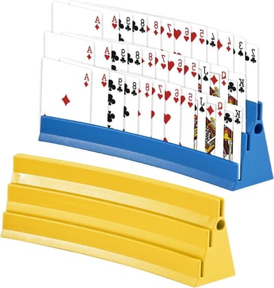 2 x Speelkaartenhouder van Plastic met Viltstrips, Handenvrije Kaartenstandaard voor Senioren en Kinderen, Ideaal voor Kaartspellen en Spelletjesavonden