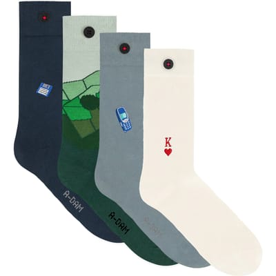A-DAM Unisex 4-pack Casual Socks Multicolor Size: 36-40 | Socks Outlet | Unisex | Blauw
