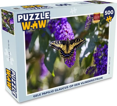 Puzzel Gele papilio glaucus op een vlinderstruik - Legpuzzel - Puzzel 500 stukjes