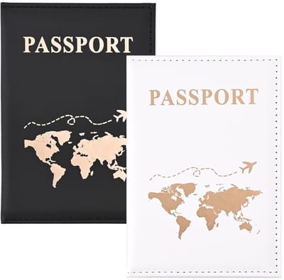Dailygoods - Paspoorthouder, zwarte en witte PU-lederen paspoorthouder, paspoortorganizer, paspoorthoes, kunstleer, voor creditcards, ID-kaart, verpakking van 2 stuks, zwart en wit