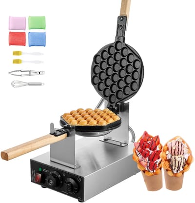 CommerciëLe Bubbelwafel Maker Van - Maak Heerlijke Lekkernijen, De 1400 W Machine Bakt Ei Pannenkoeken met Antiaanbaklaag, Draait 180°
