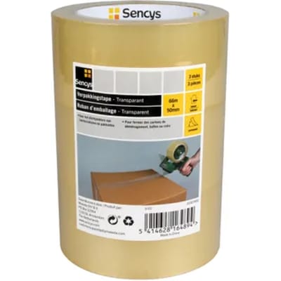Sencys Verpakkingstape - Bruin - 66m X 50mm - 3 Stuks