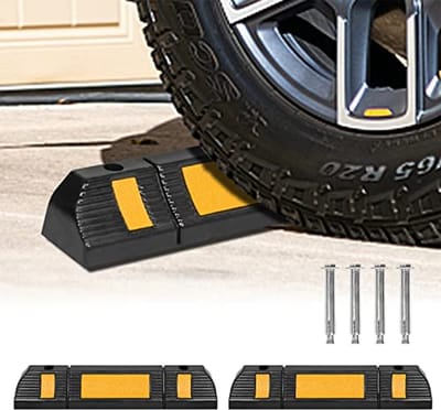 Wielstoppers Set van 2 Stuks met Gele Reflecterende Strepen voor Garage en Parkeerplaatsen