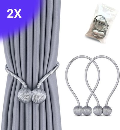 FSW-Products - Luxe Gordijn Embrasse Zilver - 2 Stuks - Magnetisch Gordijnhouders - Embrasses voor Gordijnen - Gordijnbinder - 40 cm