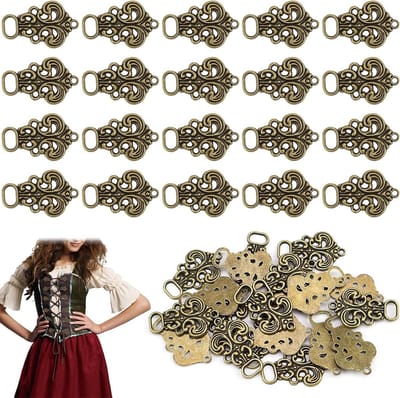 20 Stuks Bodice Haakjes voor Dirndl - Gouden Oogjes, Buckles en Knopen voor Naaien - 32x20mm