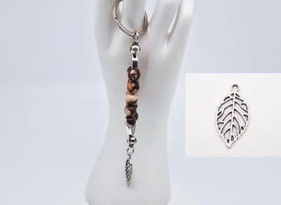 Handgemaakte Natuurstenen Sleutelhanger " Australia zebra jasper "- Met metaal hanger - 8 mm diameter van de korrel- Mooie accessoire en decoratie voor de auto-Vaderdag Cadeau -Moderdag Cadeau - Cadeau vrienden