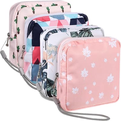 Opbergtasjes Maandverband - Menstruatiezakjes Portemonnee - Hygiëne Onderweg - Waterdicht Polyester - 4 Stuks 12x12x4 cm - Multicolor
