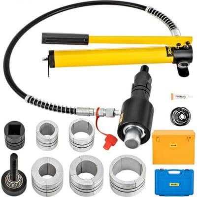 VEVOR hydraulische uitlaatpijp-expander, maat 1-5/8"-4-1/4", 10T, handmatige hydraulische pijp-stretcher met 4 matrijzen en 2 opbergkoffers voor koperen en aluminium pijpen in autoreparatie