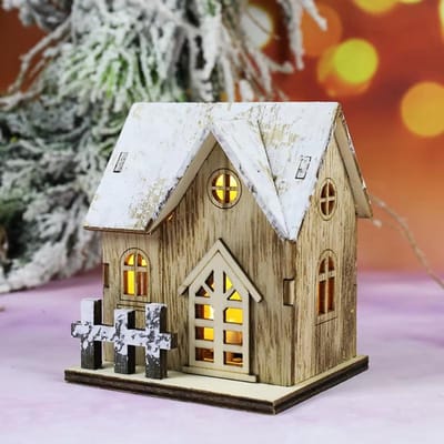 Maisons de Village de Noël Illuminées Scène d'Hiver Maisons de Village avec Figurines pour la Décoration des Fêtes de Noël white