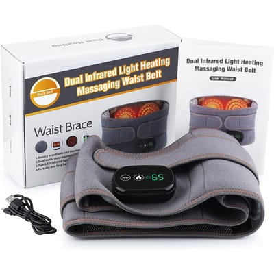 Elektrische Taille Massage Verwarmde Vibrerende Rugmassager met Rood Licht Hete Kompres Lendensteun Unisex gray