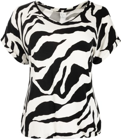 NED T-shirt Nox Ss Black Zebra Tricot 26s5 X1885 01 900 Black Dames Maat - S