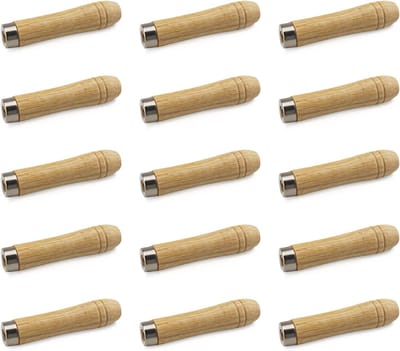 Houten vijlhandvat met sterke metalen kraag voor 4-6 inch vijlen, 90 mm lang, set van 15 stuks voor precisiewerk en duurzaamheid