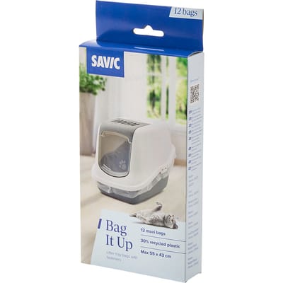 Savic Maxi - Kattenbakzakken - 12 maxi bags - 55x43cm - 30% gerecycleerd plastiek Bag it up . verlengd de levensduur van uw kattenbak, hygienisch proper en makkelijk