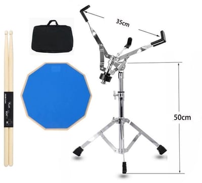Knobbout Music United 12-inch Professionele Stille Oefendrumset – Verstelbare Stalen Standaard, Tas & Haak – Blauw