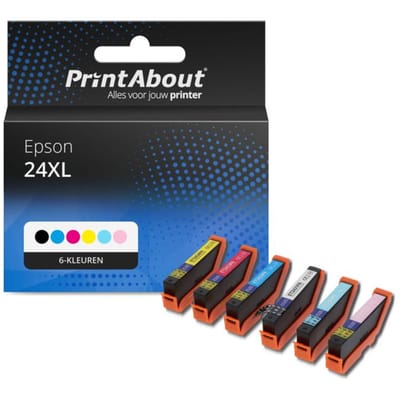 PrintAbout huismerk Inktcartridge 24XL (C13T24384012) 6-kleuren Multipack Hoge capaciteit Geschikt voor Epson