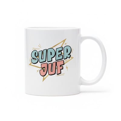 330ml Witte Keramische Mok – Super Juf Leraren Cadeau Mok | Perfect Bedankje voor Juf in de Klas