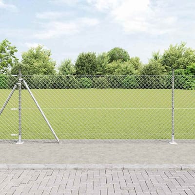 vidaXL - gaashek - met - betonnen - voetstuk - 10 - x - 0,8 - m - Gegalvaniseerd - staal