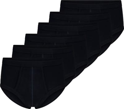 6 stuks heren slips met gulp - Voordeelverpakking - Katoenen Heren onderbroek met sluiting - ondergoed heren - Zwart / 3XL