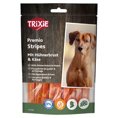 4x100g Trixie PREMIO Strips met Kip en Kaas Hondensnacks