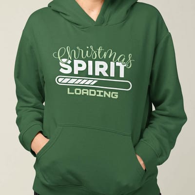 Dames Foute Kerst Hoodie Groen Christmas Spirit Loading XS - Uniseks Pasvorm - Kerstkleding Voor Dames & Heren