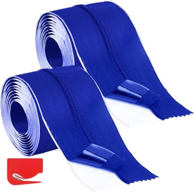 Waterdichte zelfklevende ritssluiting voor stofbeschermingsdeuren - Set van 2 - Ideaal voor broeikassen en bouwprojecten - Blauw - Afmetingen: 213 cm x 7,6 cm