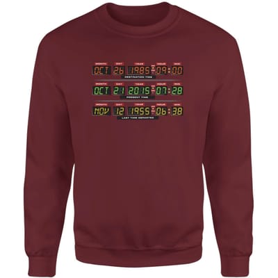 Back To The Future Destination Clock Sweatshirt - Burgundy - XS