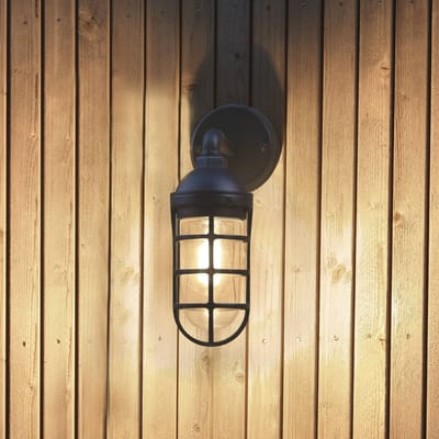 Konstsmide Olbia buitenwandlamp, zwart, aluminium, hoogte 33 cm