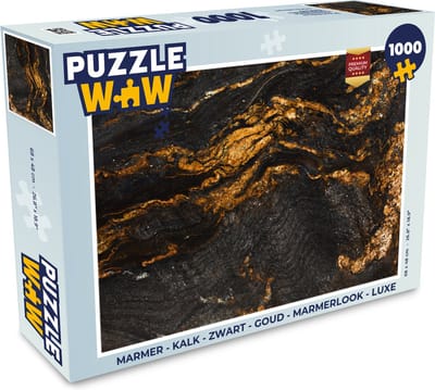 Puzzel Marmer - Kalk - Zwart - Goud - Marmerlook - Luxe - Legpuzzel - Puzzel 1000 stukjes volwassenen
