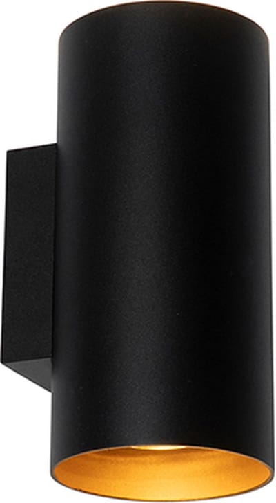 QAZQA sab - Design LED Smart Wandlamp incl. wifi Up Down voor binnen - 2 lichts - D 11.4 cm - Zwart Goud - Woonkamer | Slaapkamer | Keuken