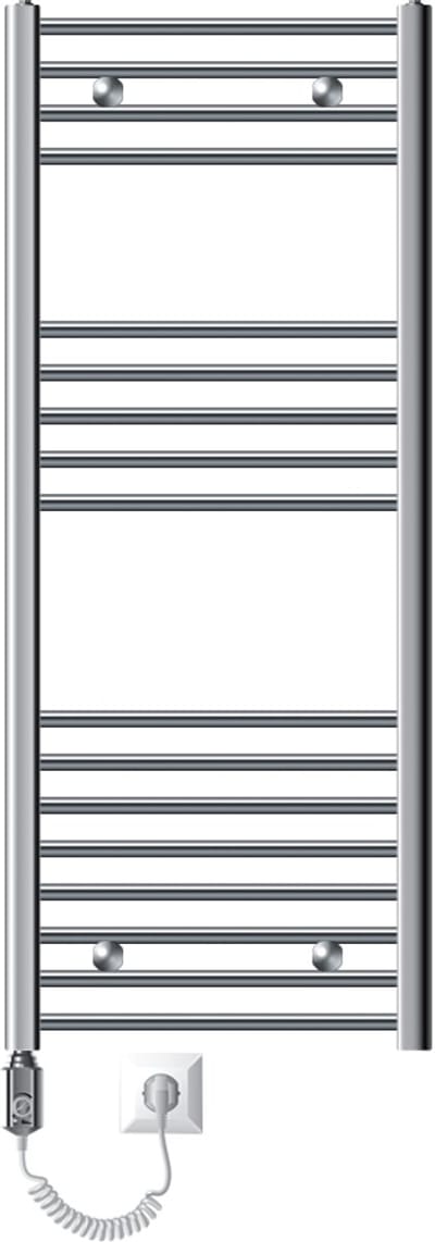 Elektrische badkamerradiator met verwarmingselement 1200W 500x1200 mm Chroom gebogen met zijaansluiting LuxeBath