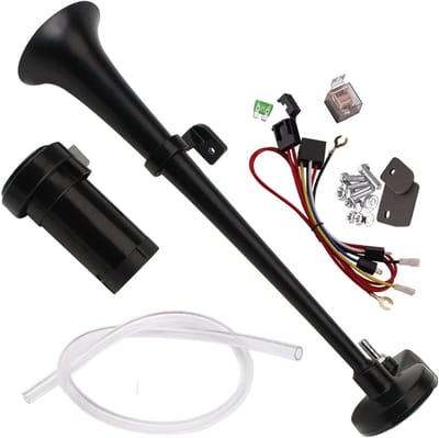 Aura® Luchthoorn - Luchthoorn 12 Volt - Toeter - Luchthoorn Met Compressor - Scheepshoorn - Zwart - 45cm x 11cm x 10cm