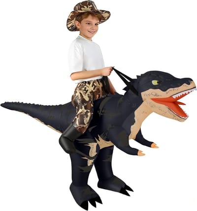 Opblaasbaar Dinosaurus Kostuum voor Volwassenen en Kinderen, Camouflage Raptor Outfit voor Halloween en Cosplay Feesten, Inclusief Hoed
